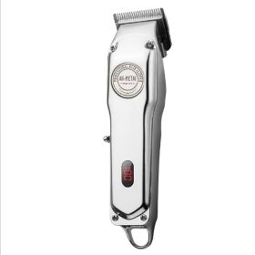 Retro Full Metal Body Electric Hair Clipper, Hair Salon Men'S Special Engraving Push White Shaved Hair Clipper (Option: European regulations-US)